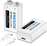 9V Direct USB Rechargeable Batteries 650mAh