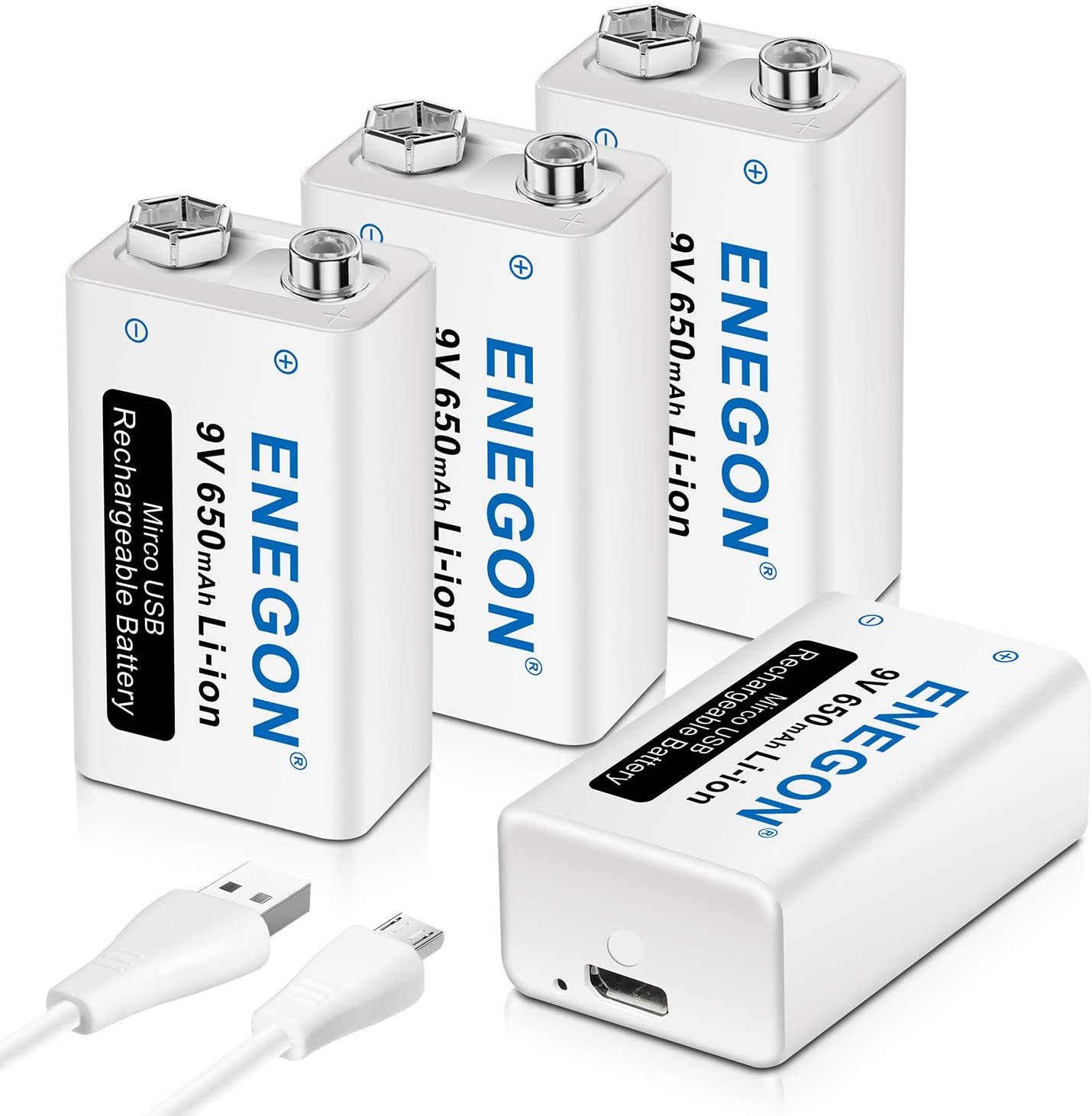 9V Direct USB Rechargeable Batteries  650mAh  - ENEGON