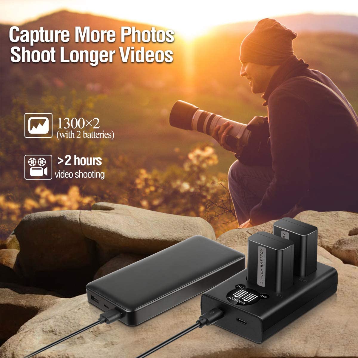 NP-FW50 Camera Battery (2-Pack,1300mAh) and Rapid Dual Charger  manual- ENEGON