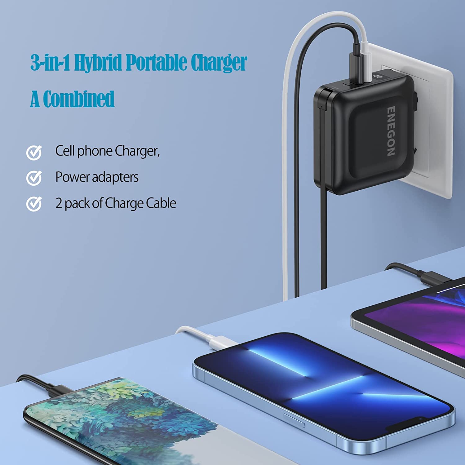 Power bank with AC outlet 3 in 1 -15000mAH ENEGON