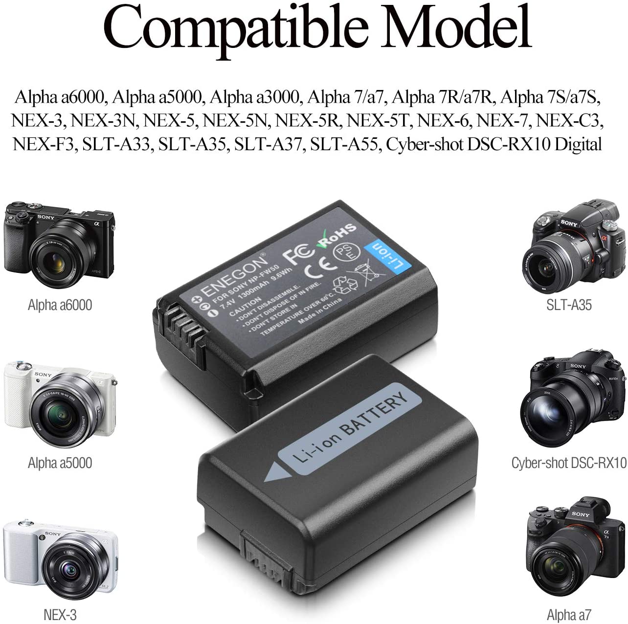 NP-FW50 Camera Battery (2-Pack,1300mAh) and Rapid Dual Charger  manual- ENEGON