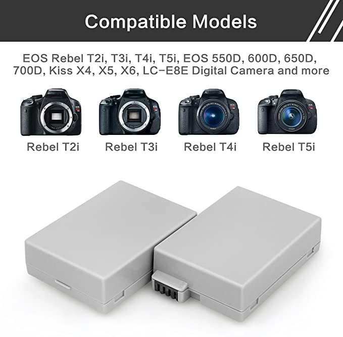 Replacement Batteries of Canon LP-E8 (2-Pack) and Rapid Dual Charger  manual- ENEGON