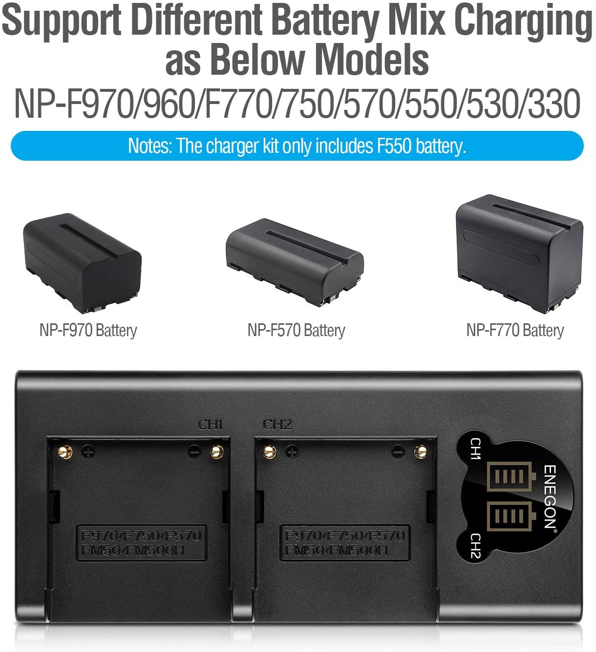 ENEGON NP-F550 Camera Battery (2-Pack,2900mAh) and Rapid Dual Slot Charger  manual- ENEGON