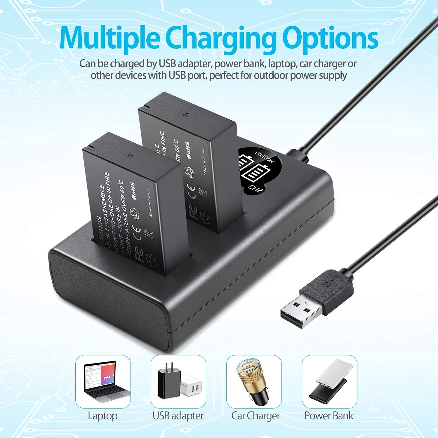 LP-E12 Battery and Smart LCD Charger for Canon -2-(Pack)  battery, canon, charger, EOS M, EOS M10, EOS M100 EOS, EOS M50, EOS M50 Mark II, m100, m200, M200 Rebel SL1, mark, pack, PowerShot SX