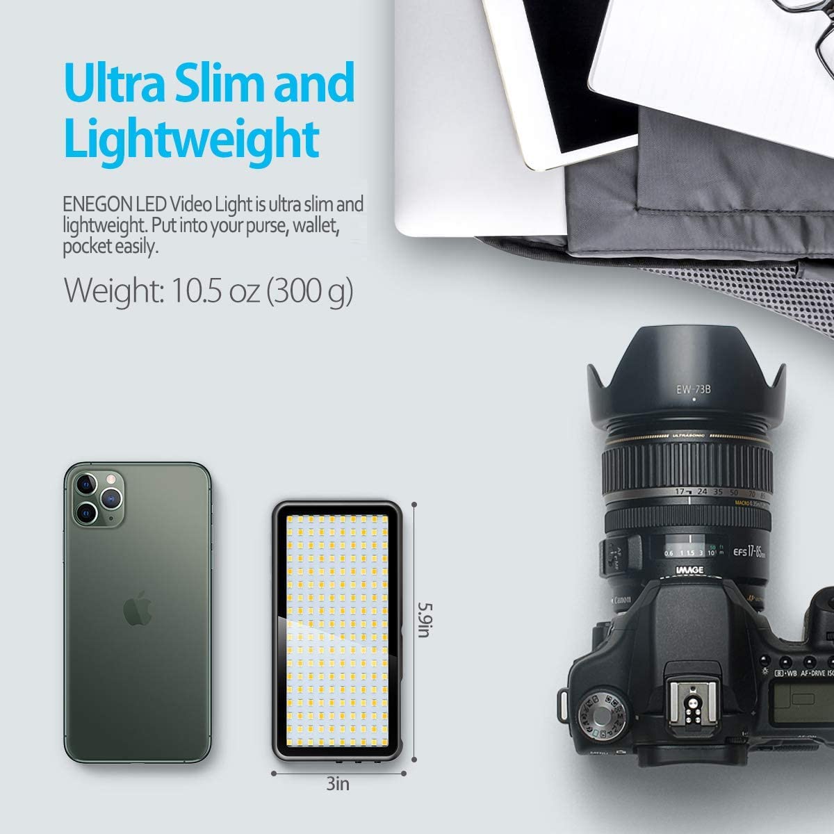 Cameras LED Video Light Panel Rechargeable 4000mAh ENEGON