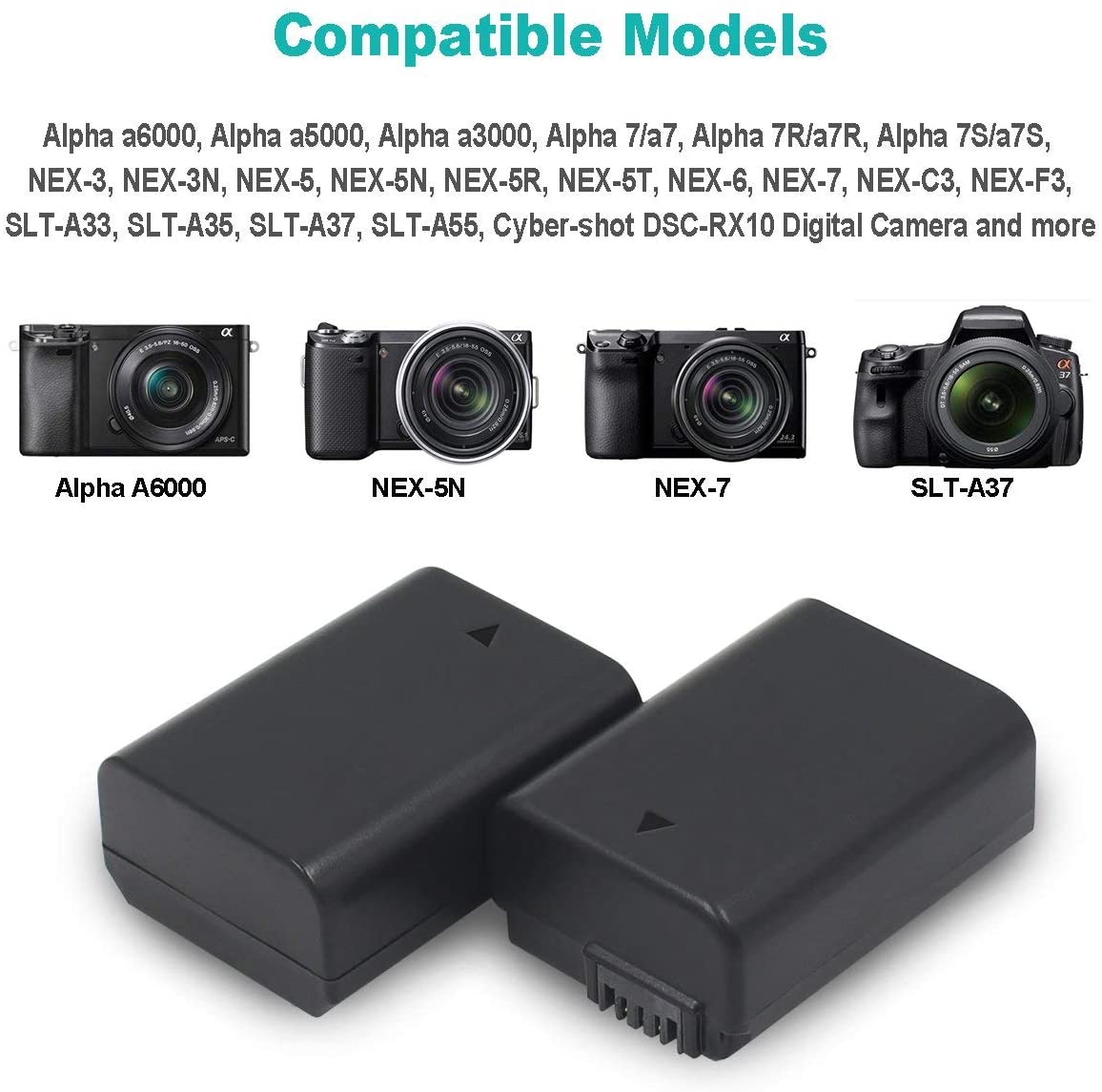 NP-FW50 2-Pack Camera Battery (1300mAh) and Rapid Dual Charger  - ENEGON