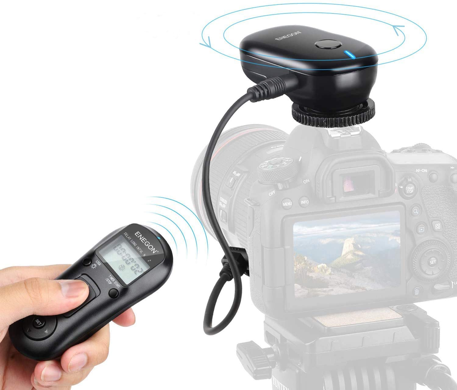 Wireless Remote Shutter Release Control Timer with Cord  New- ENEGON