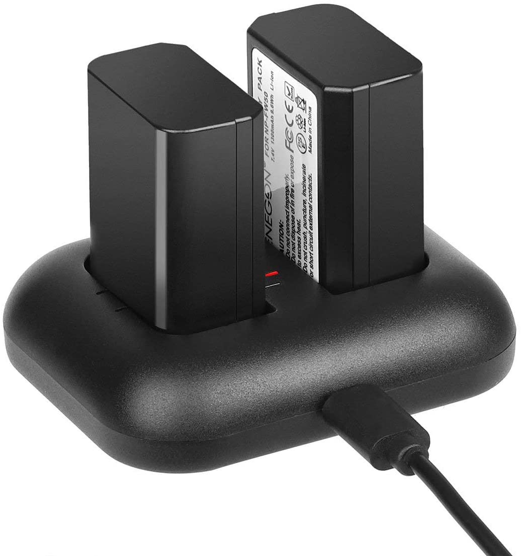 NP-FW50 2-Pack Camera Battery (1300mAh) and Rapid Dual Charger  - ENEGON