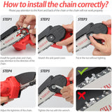 Mini Chainsaw, 4 inch Hand held Cordless Chain saw -Red FOONSEN