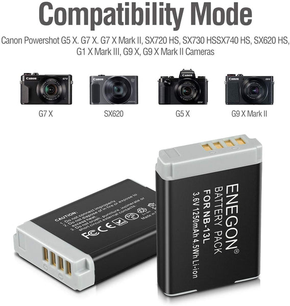 ENEGON NB-13L Replacement Lithium Battery Pack(2 Packs)