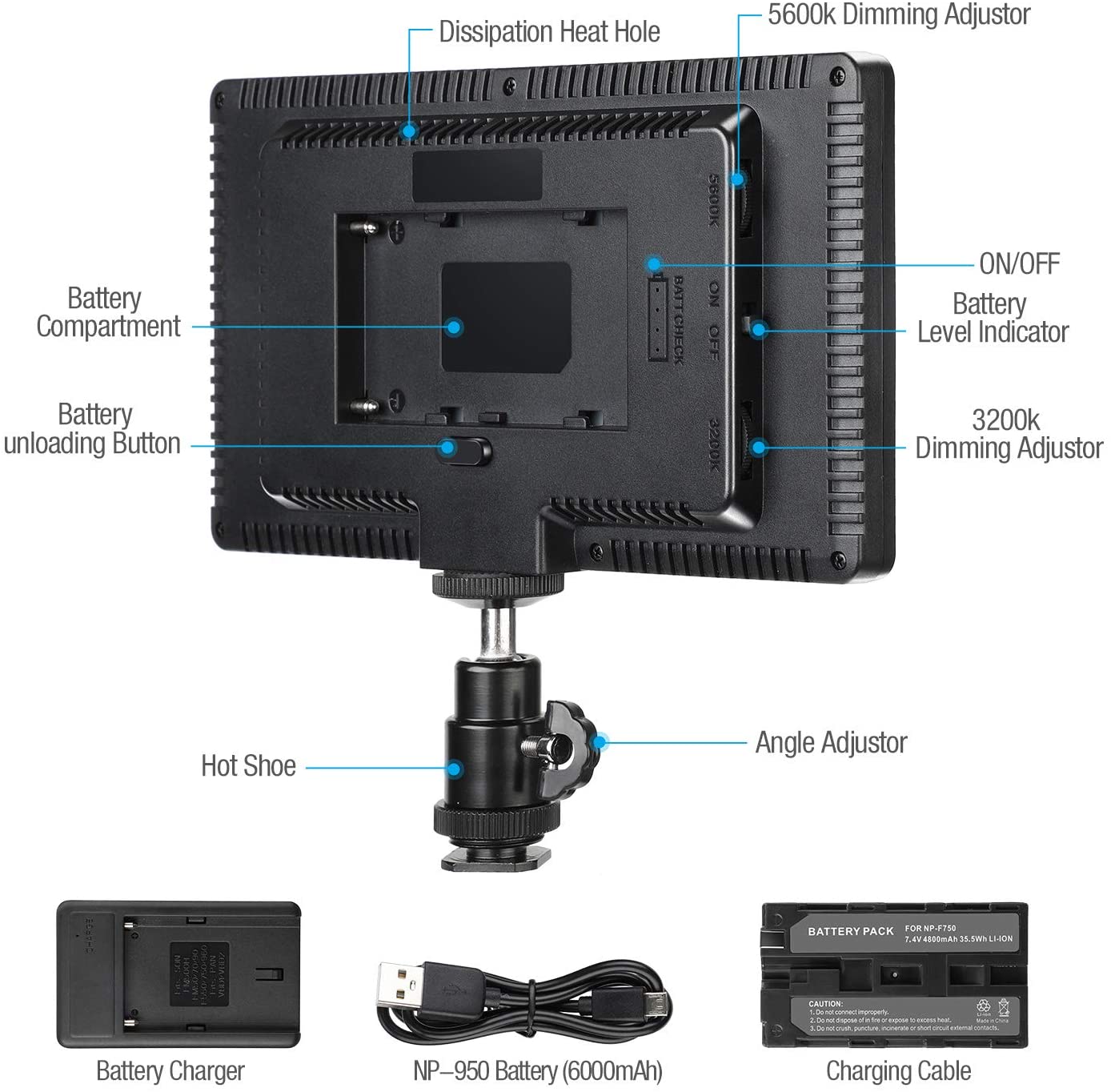 Cameras/Camcorder Video Light Panel LED Adjustable Color ENEGON