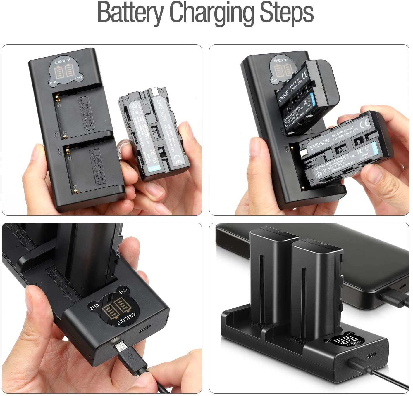 ENEGON NP-F550 Camera Battery (2-Pack,2900mAh) and Rapid Dual Slot Charger  manual- ENEGON