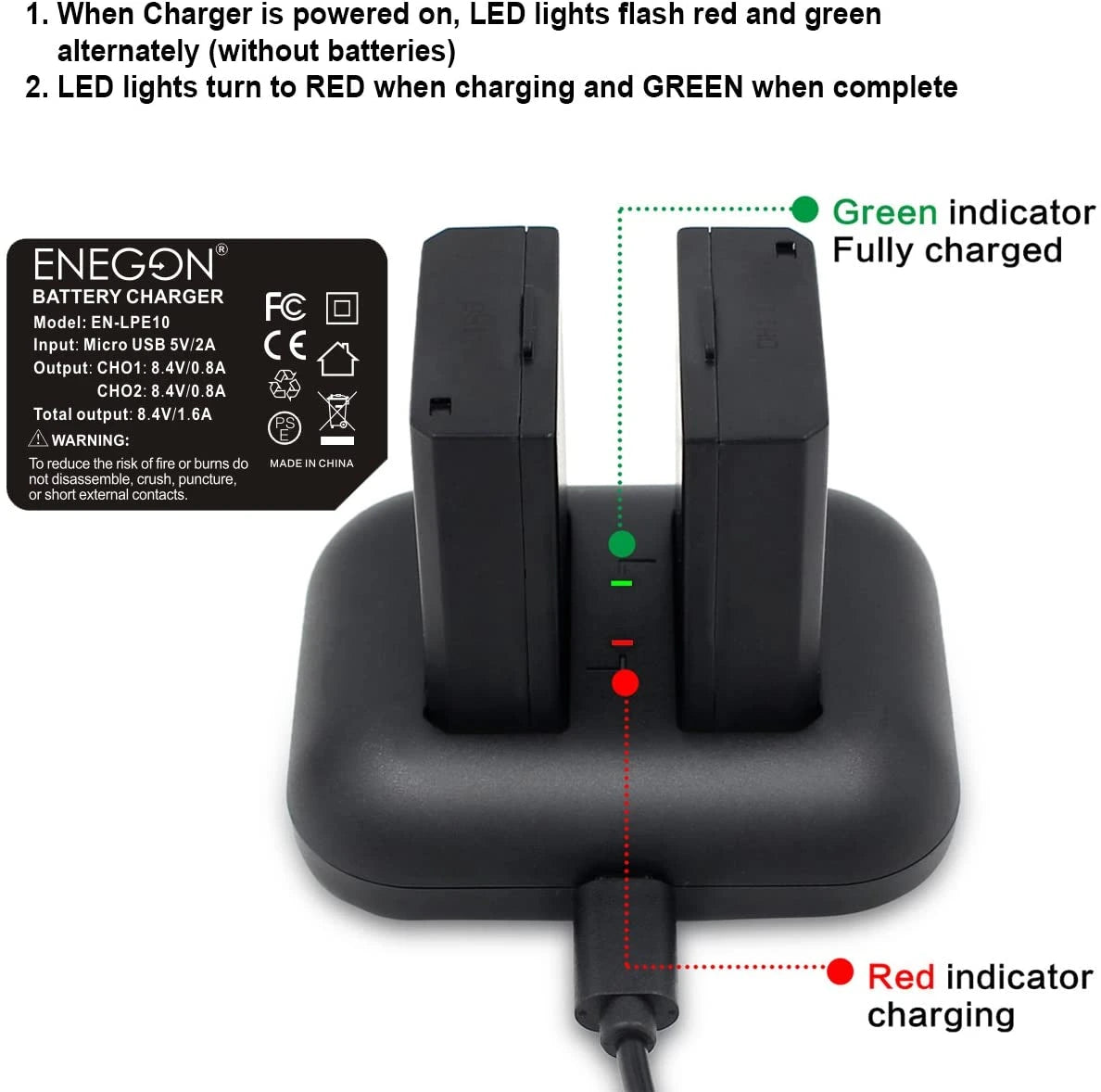ENEGON LP-E10 Replacement Battery (2-Pack) and Rapid Dual Charger ENEGON