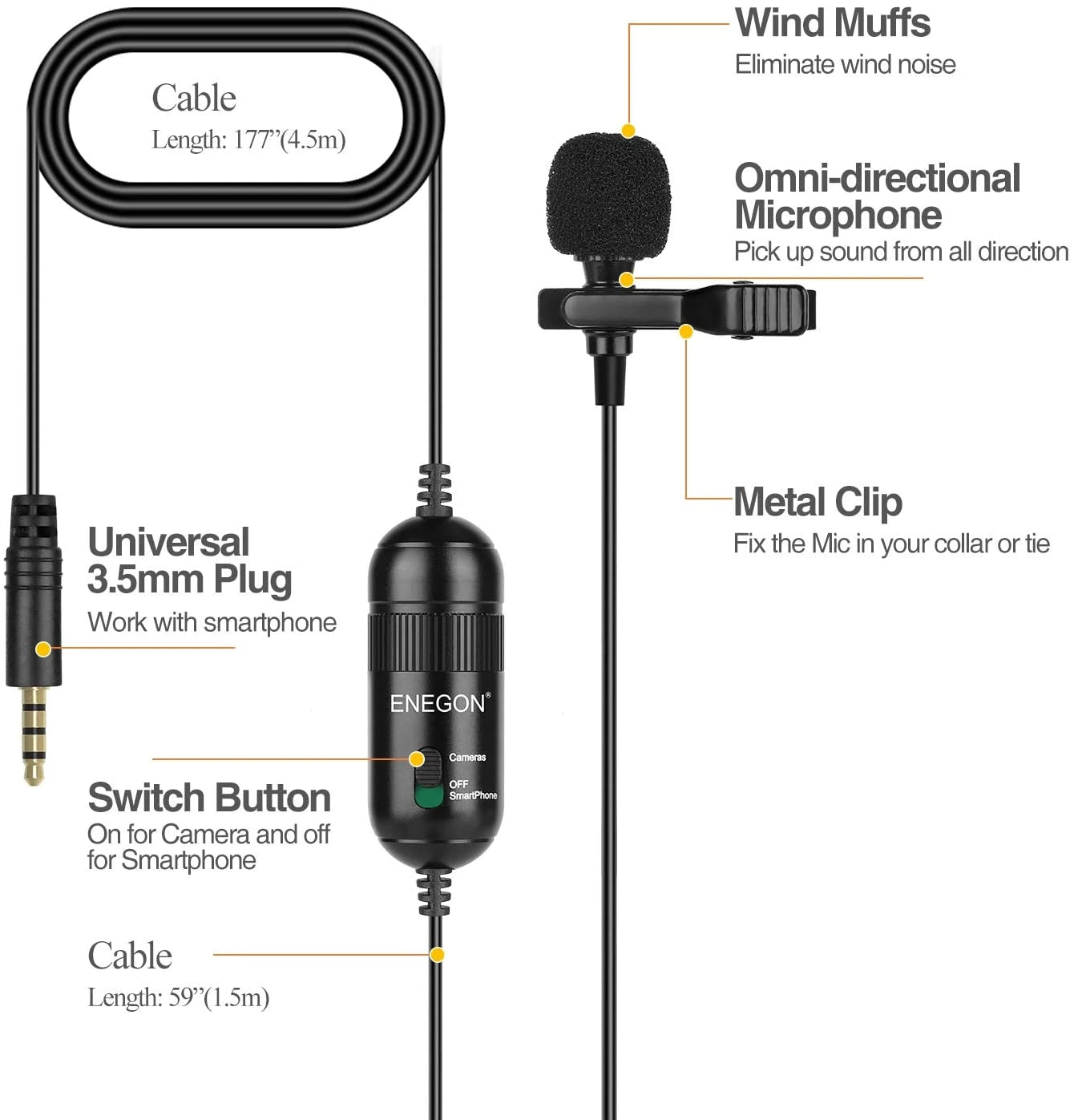 Lavalier Lapel Microphone ENEGON