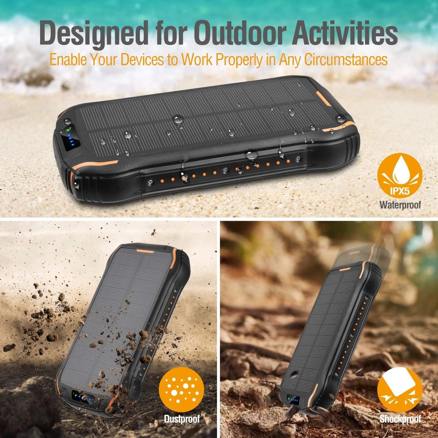 Portable Outdoor Solar Panel Power Bank 26800mAh ENEGON