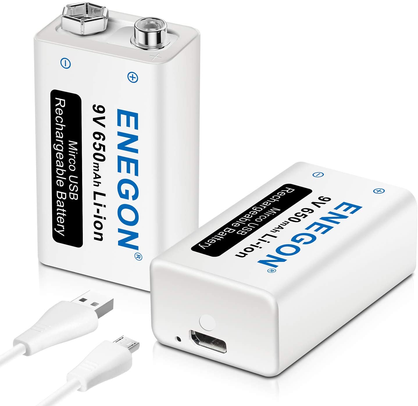 9V Direct USB Rechargeable Batteries 650mAh ENEGON
