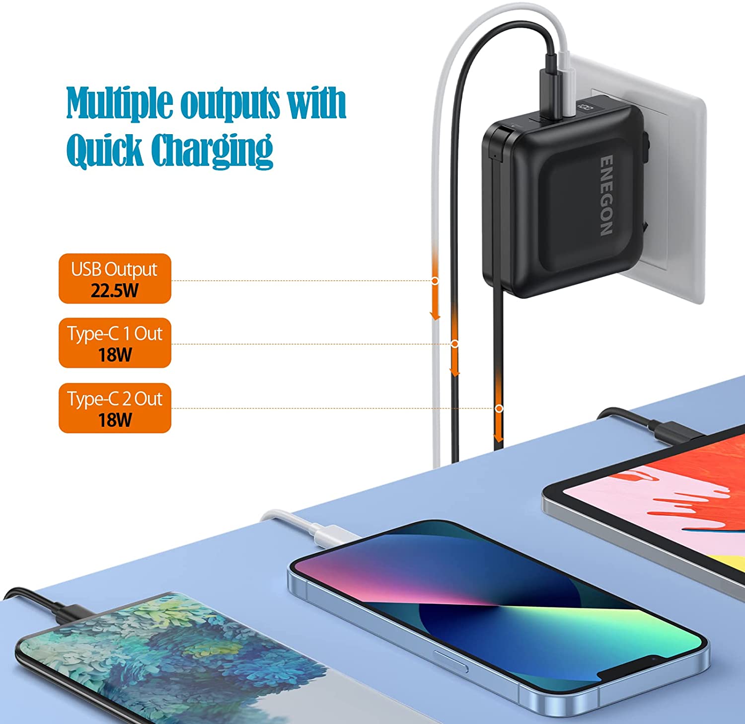 Power bank with AC outlet 3 in 1 -15000mAH - ENEGON