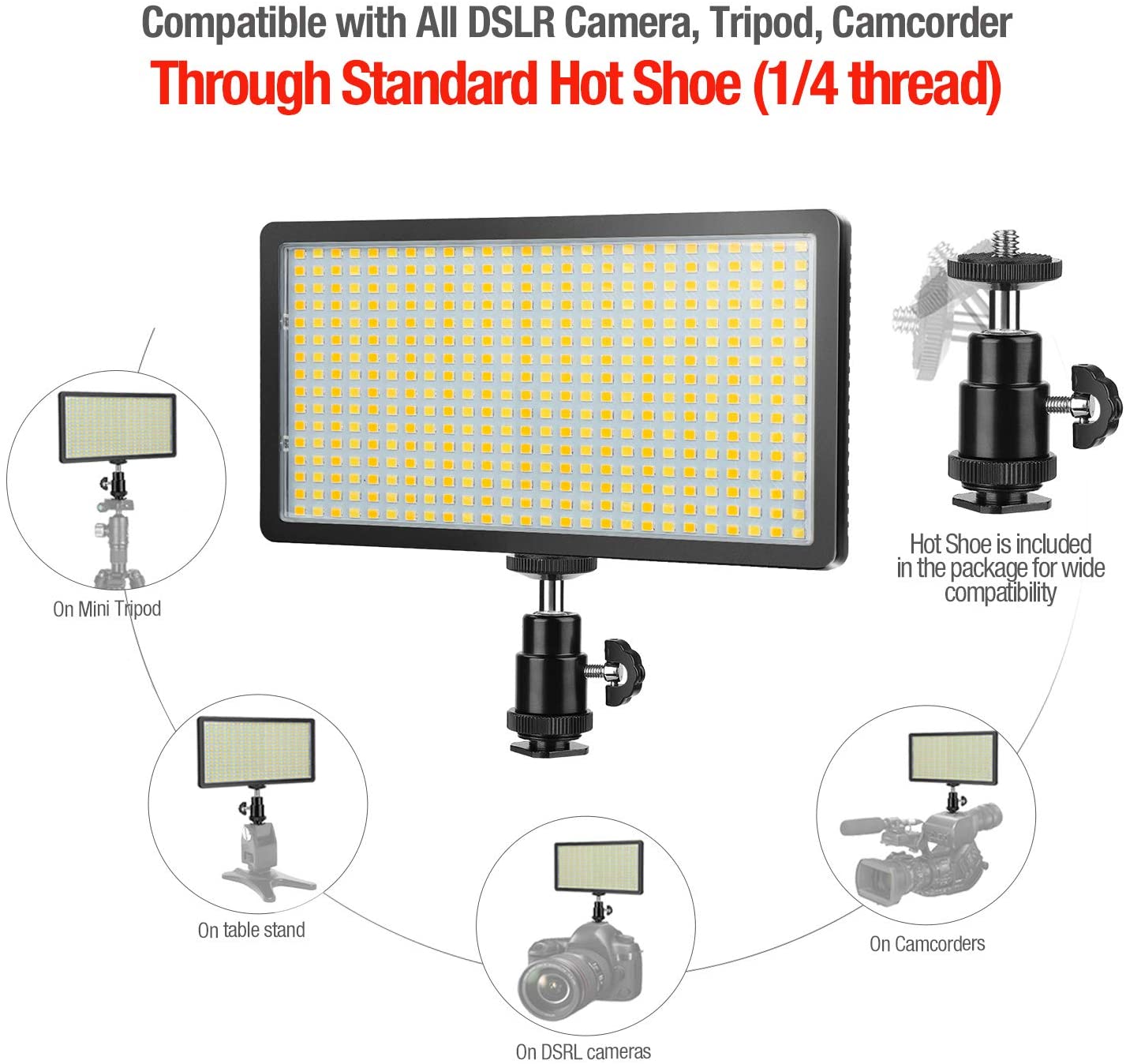 Cameras/Camcorder Video Light Panel LED Adjustable Color ENEGON