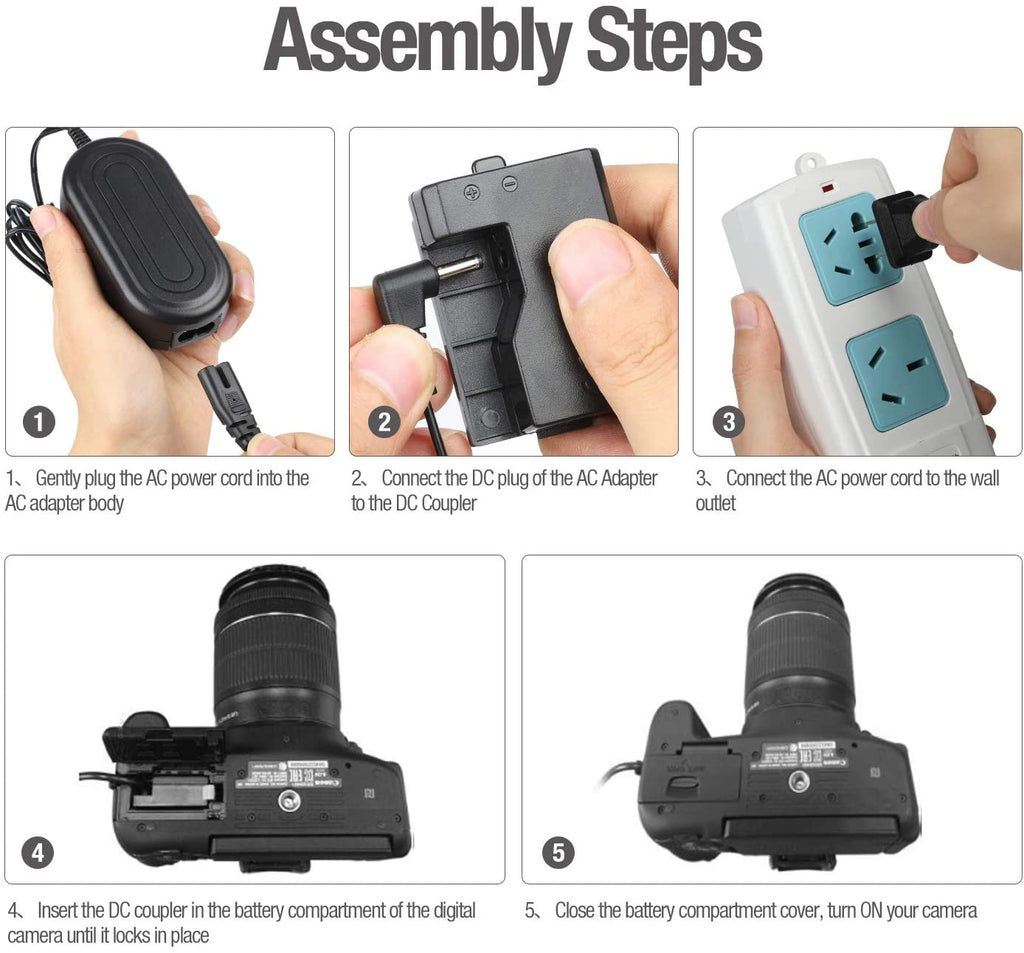 Adaptateur Secteur HQRP Pour Canon EOS 1100D (Rebel T3 / Kiss X50) Avec Coupleur DC