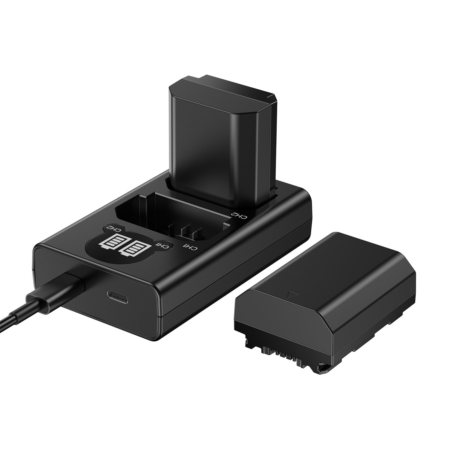 BTECH Batteria NP-FZ100 2-Pack Da 2600mAh + Caricabatterie Dual USB Rapido Per Sony Alpha, A7, A9, FX3, ZV-E1 E A6700